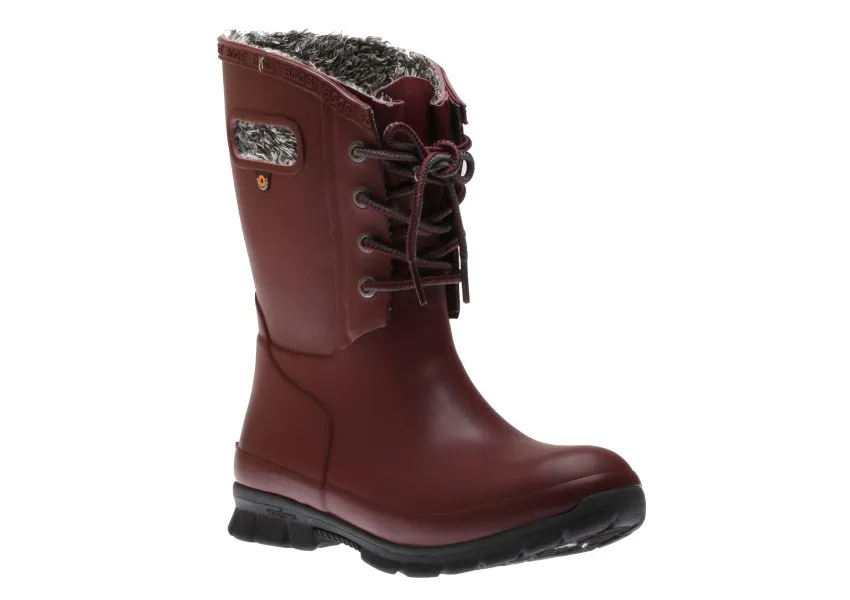 Amanda Plush Lace-Up Burgundy  Women's Insulated Rain Boot