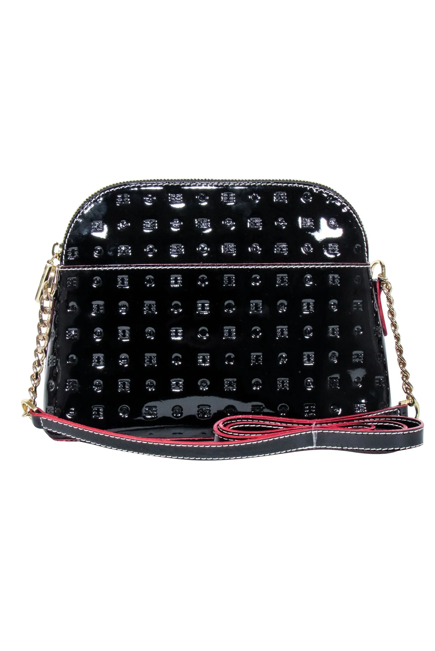 Arcadia - Black Logo Embossed Patent Leather Crossbody