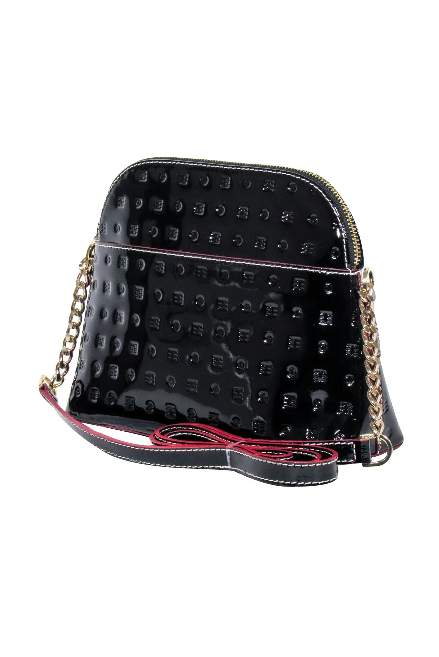 Arcadia - Black Logo Embossed Patent Leather Crossbody