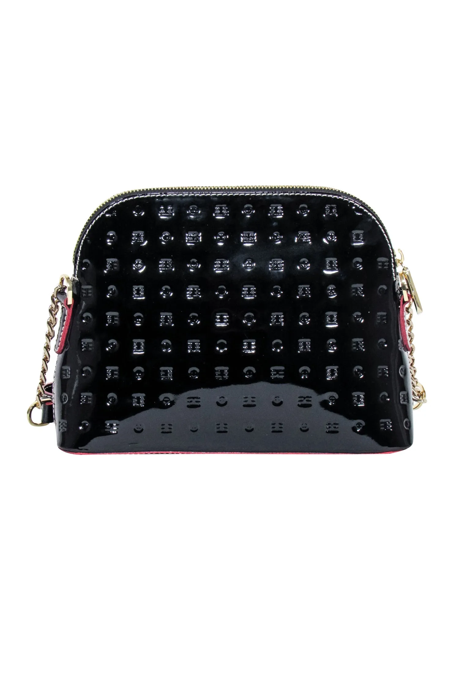 Arcadia - Black Logo Embossed Patent Leather Crossbody