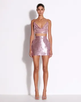 Bikini Cowl Drape Crop Top in Sequin