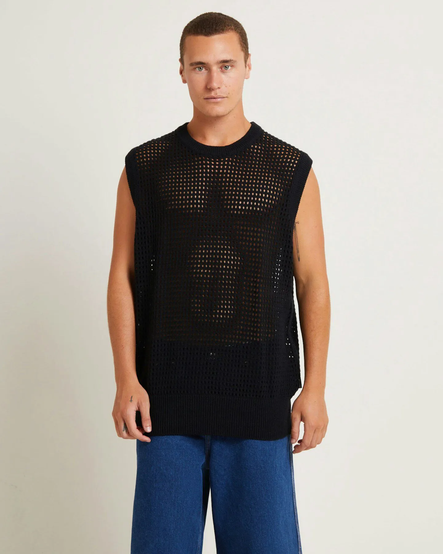 Black Noise White Rain Lydo Net Knit Vest - Black | SurfStitch