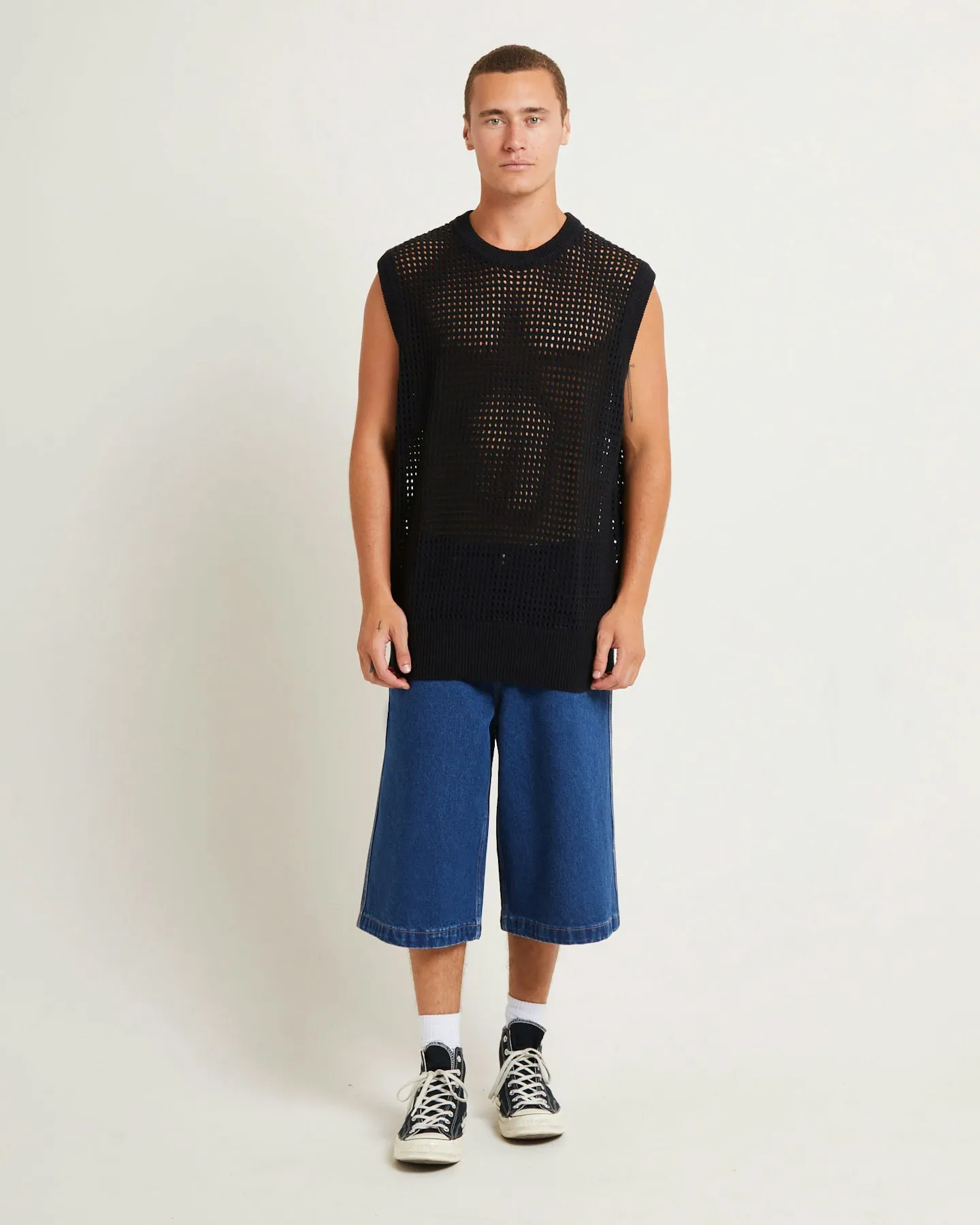 Black Noise White Rain Lydo Net Knit Vest - Black | SurfStitch