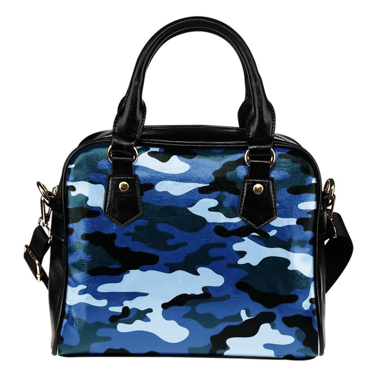 Blue Camouflage Leather Shoulder Bag