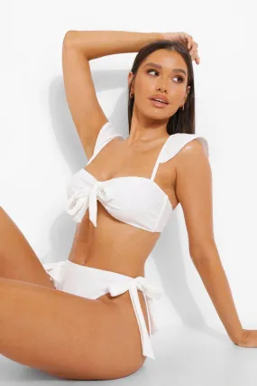 Bride Textured Bow Front Bikini Crop Top