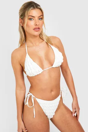 Bubble Texture Triangle Tie Side Bikini Set