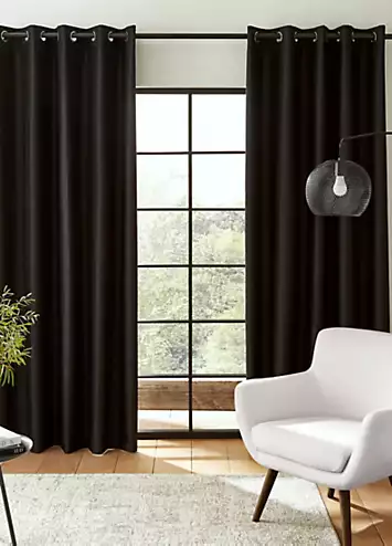 Catherine Lansfield Faux Silk Pair of Blackout Eyelet Curtains | Kaleidoscope