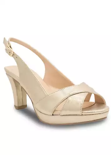 Champagne Shimmer Sling Back Platform Sandals by Paradox London | Look Again