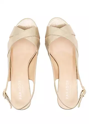 Champagne Shimmer Sling Back Platform Sandals by Paradox London | Look Again