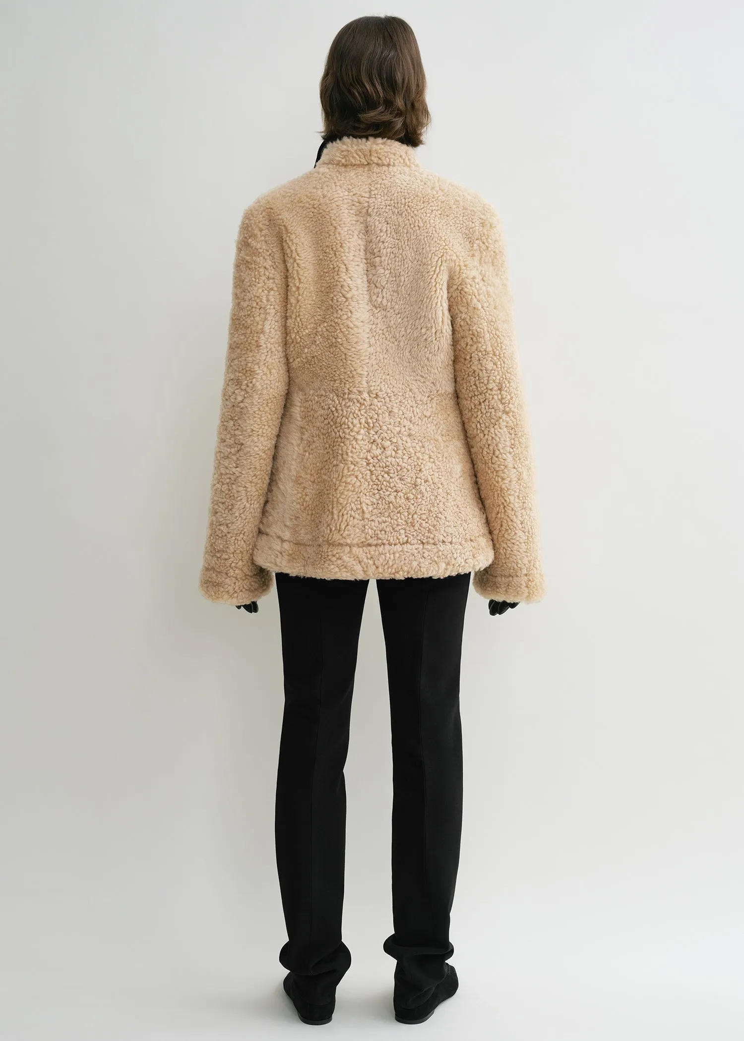 Cinched shearling jacket butter