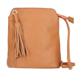 Cognac leather shoulder bag leia