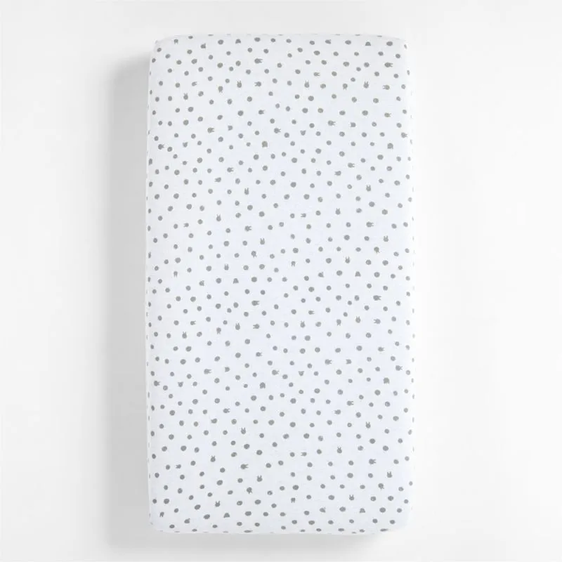 Crate&Barrel Baby's First Animal Dot Organic Jersey Baby Crib Fitted Sheet