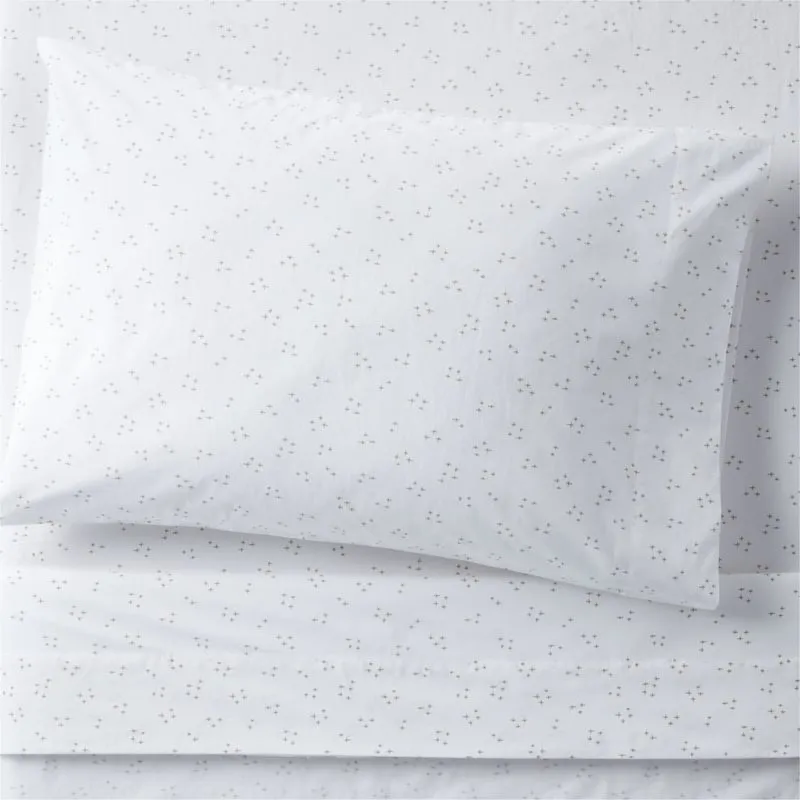 Crate&Barrel Cozy Cloud Twinkle Willow Green Washed Organic Cotton Twin Sheet Set