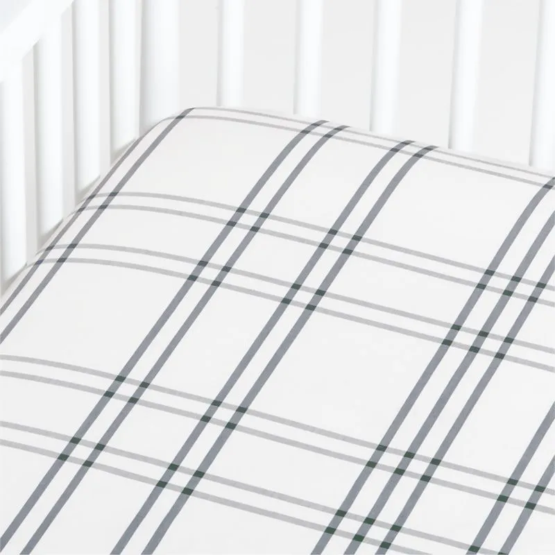 Crate&Barrel Stax Organic Cotton Grey Baby Crib Fitted Sheet