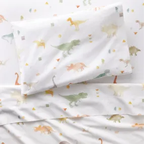 Crate&Barrel Stay Cool Geo-Dino Organic Cotton Dinosaur Toddler Sheet Set