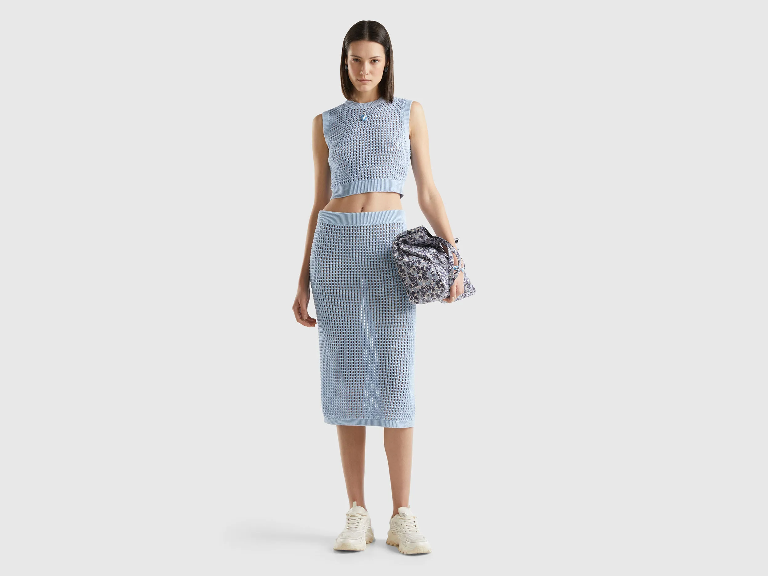 Crochet skirt - Sky Blue | Benetton