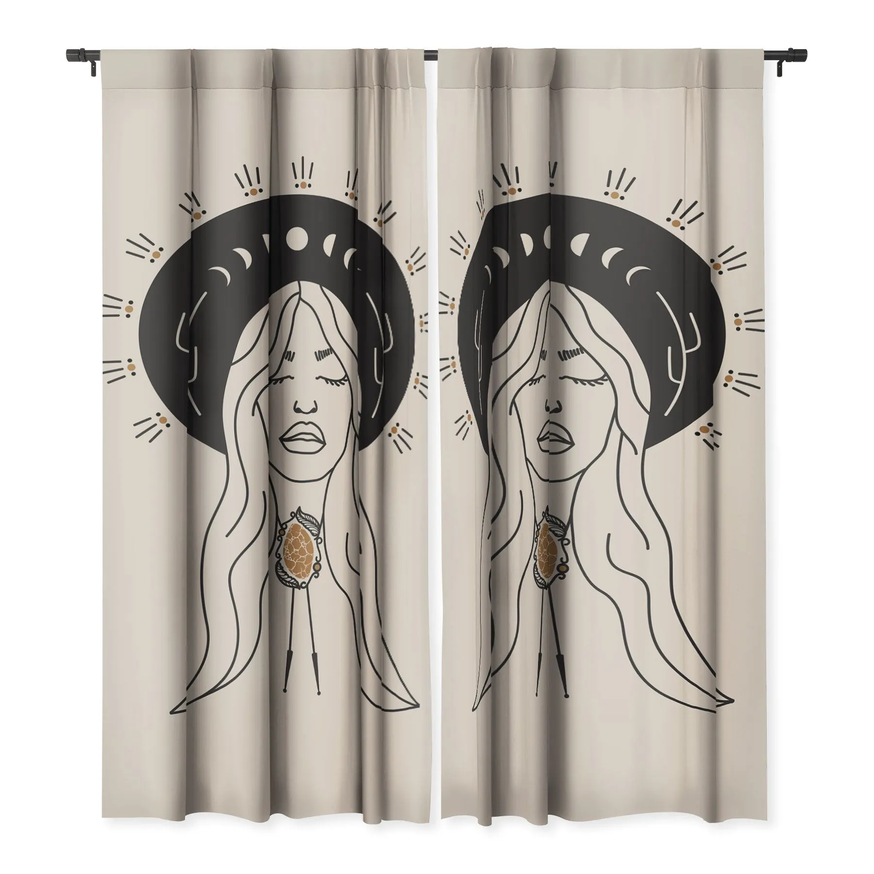 Desert Angel in Black Cream Blackout Window Curtains (DS) DD