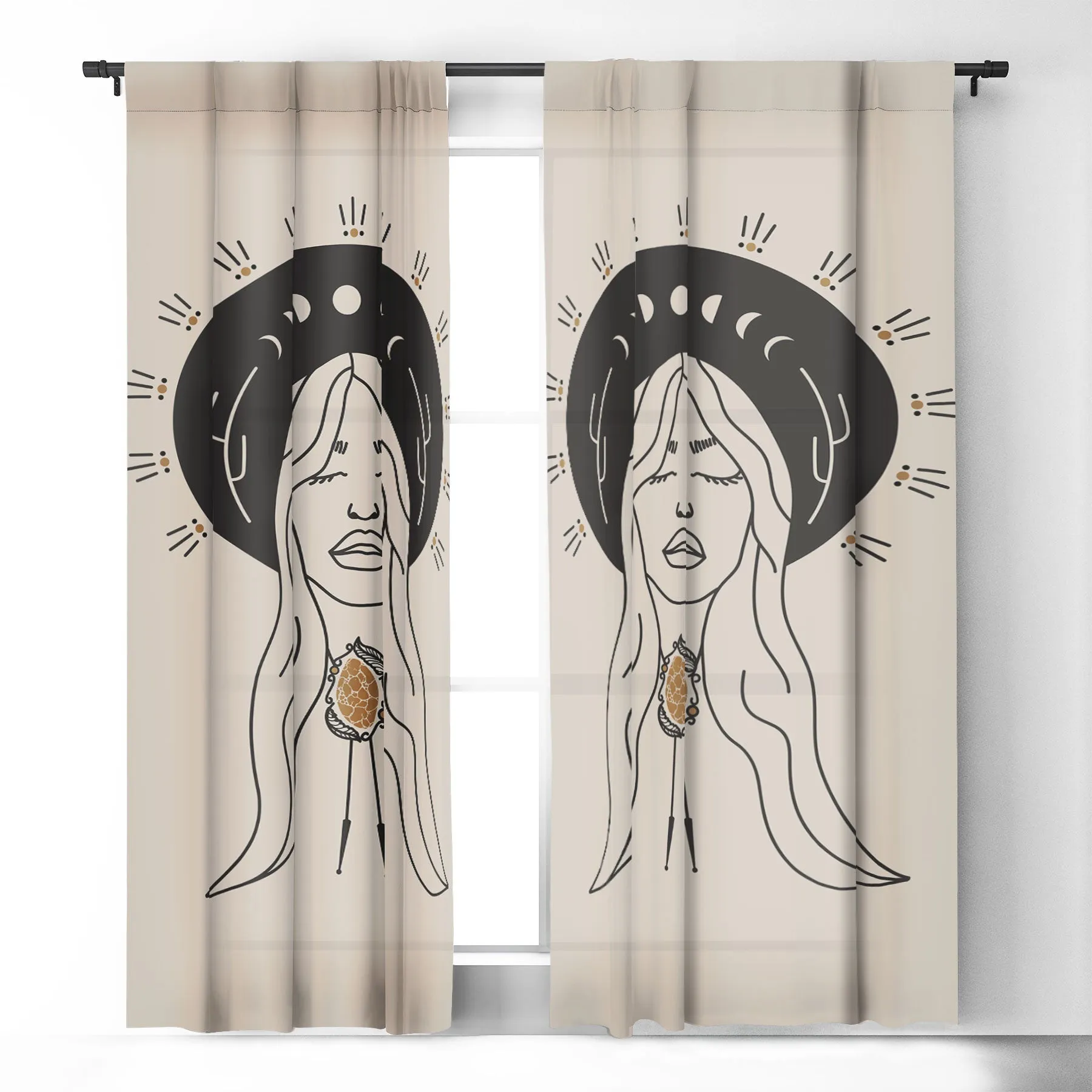 Desert Angel in Black Cream Blackout Window Curtains (DS) DD