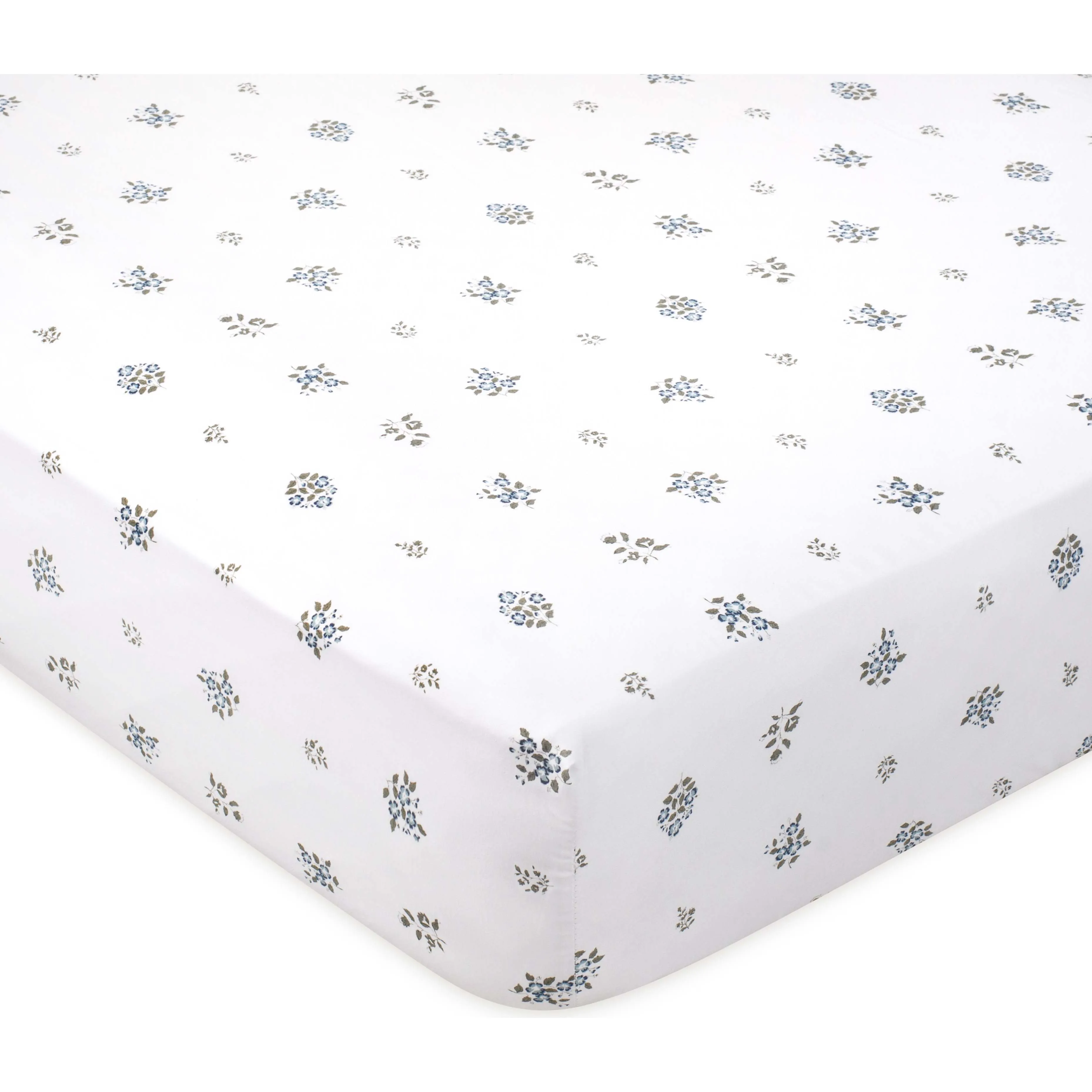 Domani Home Feuille Bluer Sateen Crib Sheet, White