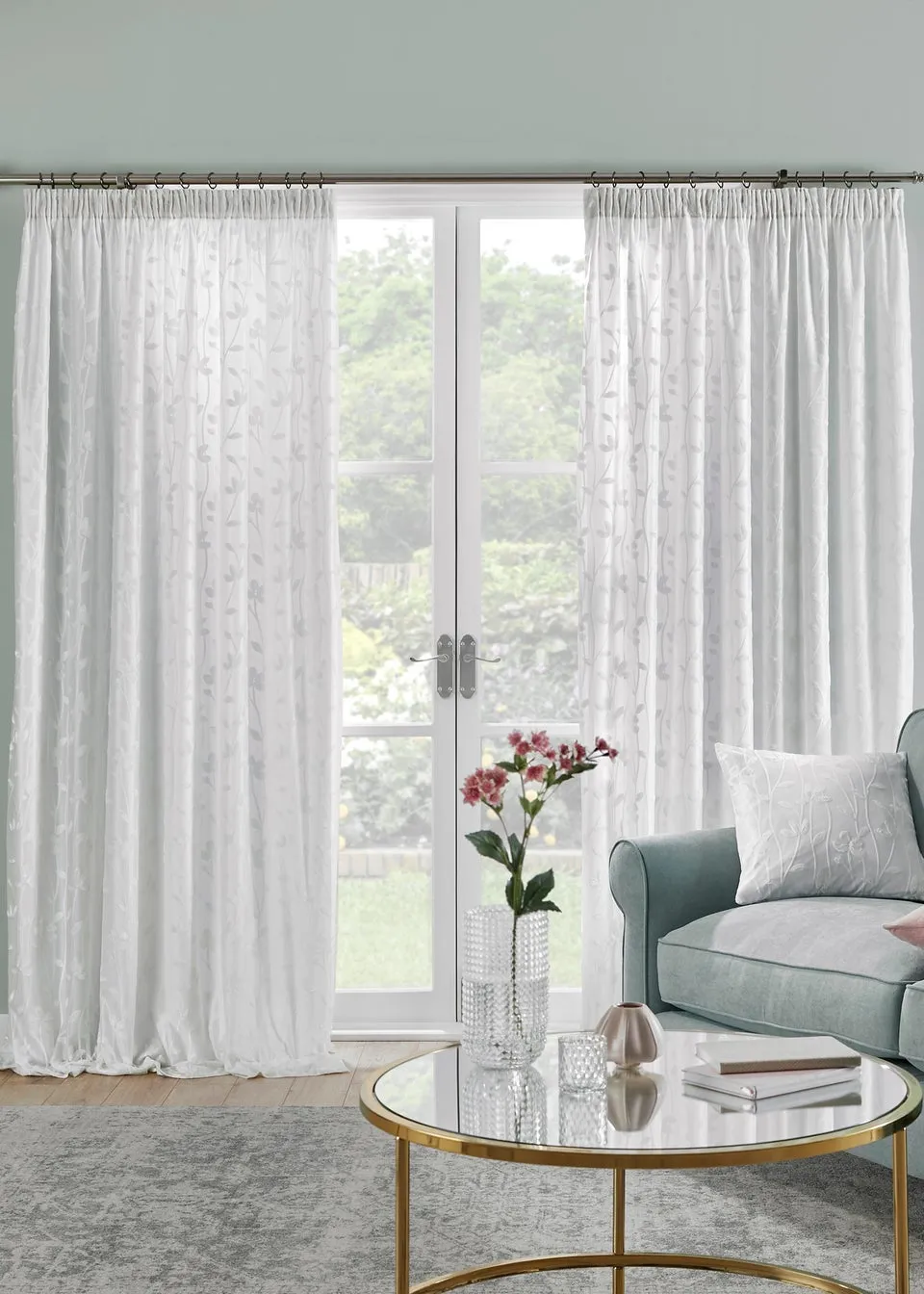 Dreams & Drapes Sophia Jacquard Ivory Pencil Pleat Curtains