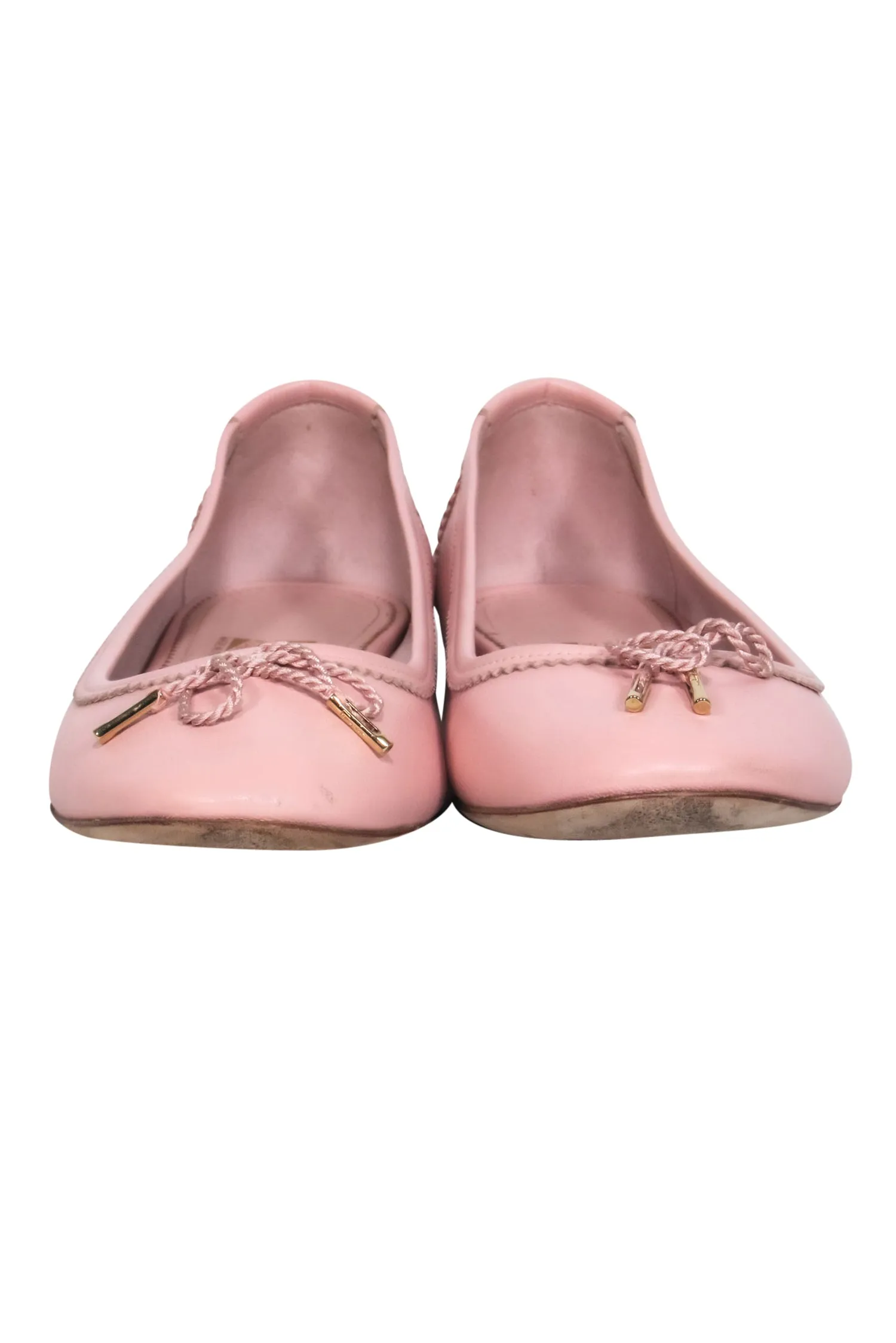 Ferragamo - Pink Ballerina Flats w/ Twisted Rope Bow Sz 6