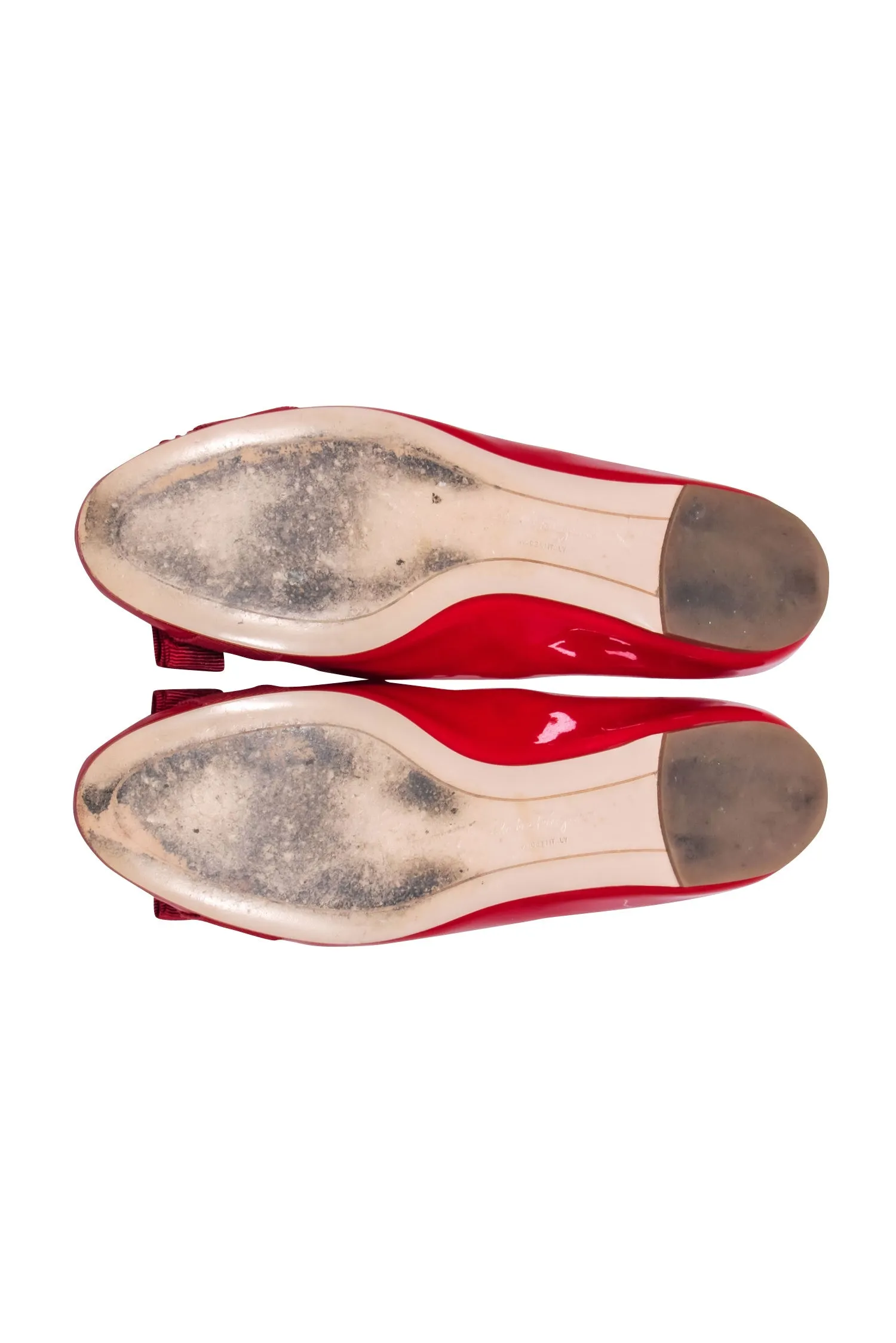 Ferragamo - Red Patent Leather Ballet Flats w/ Bow Accent Sz 6