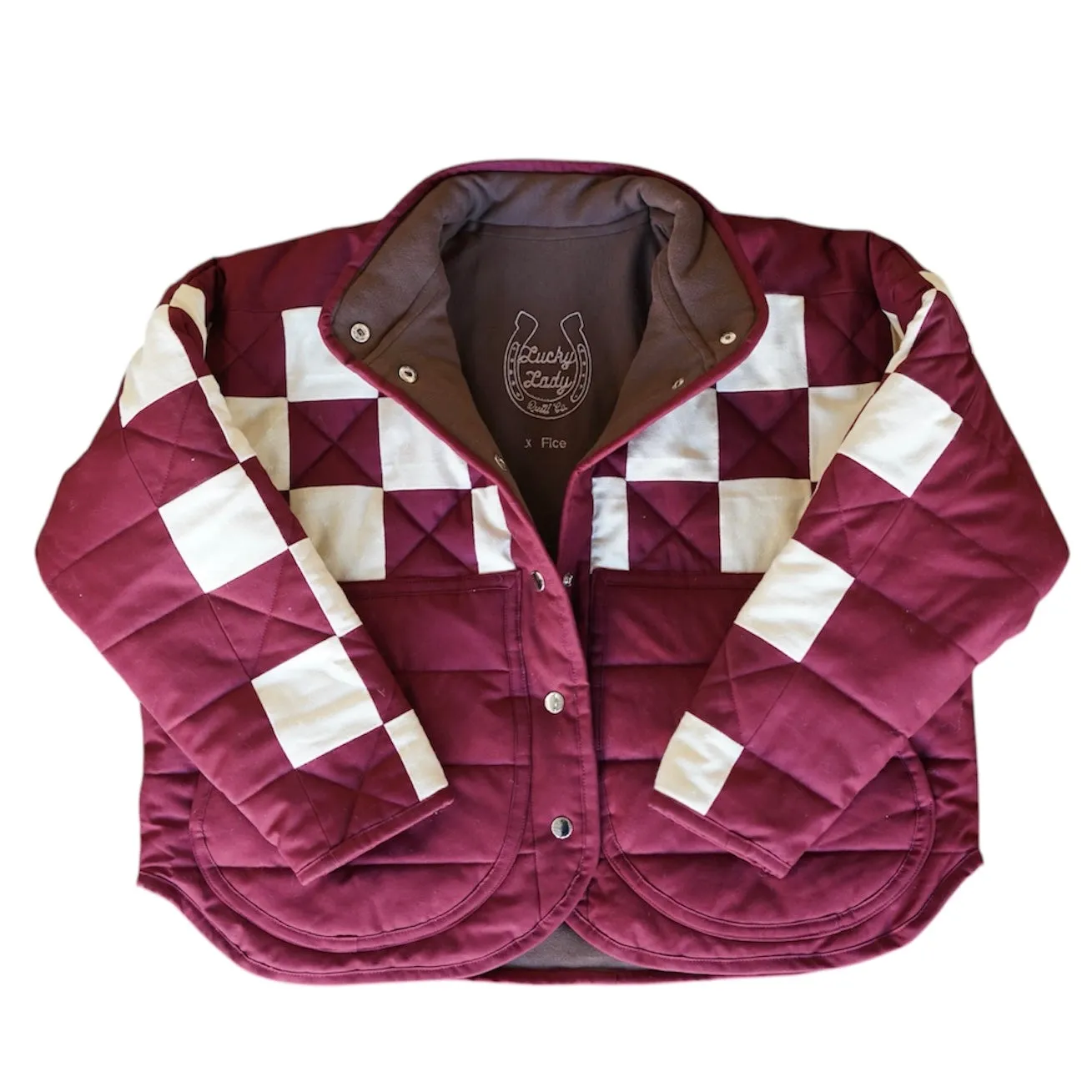 FICE x Lucky Lady Quilt Co. Racing Jacket - Burgundy/Cream