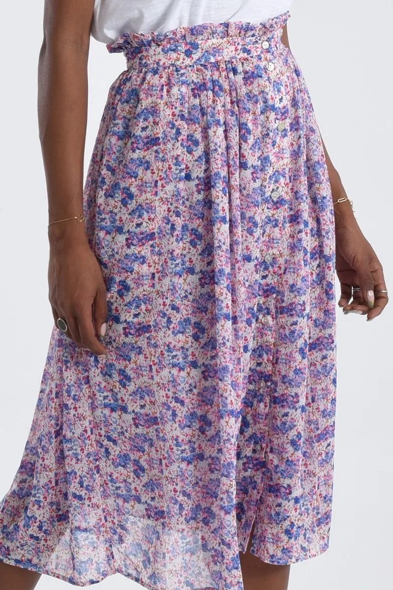 Floral Buttoned Front Skirt