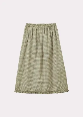 Frill Skirt - Green Gingham Microcheck