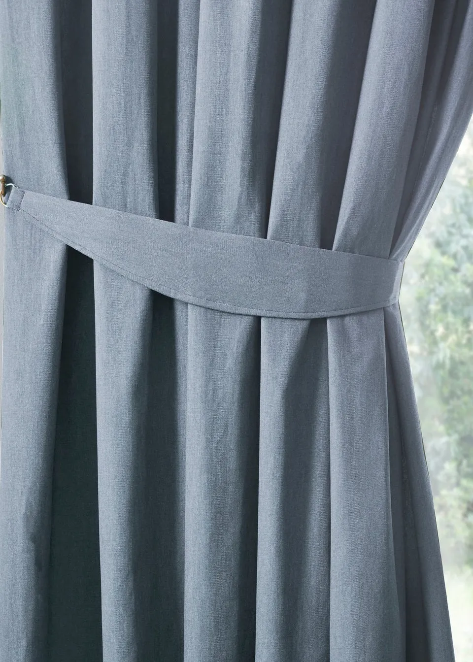 Fusion Dijon Blackout / Thermal Insulated Blue Pencil Pleat Curtains