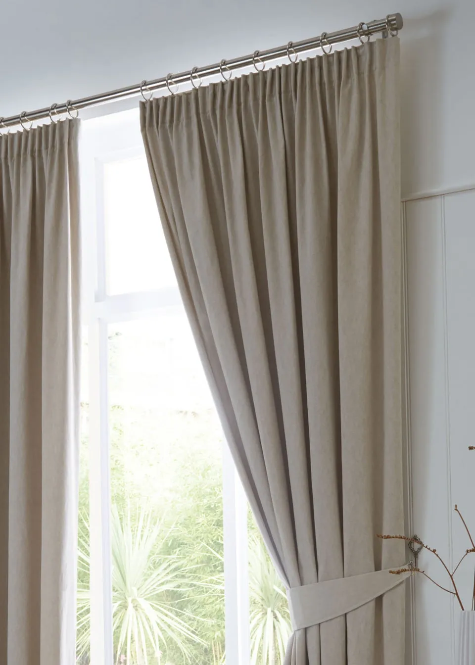 Fusion Dijon Blackout Natural Pencil Pleat Curtains