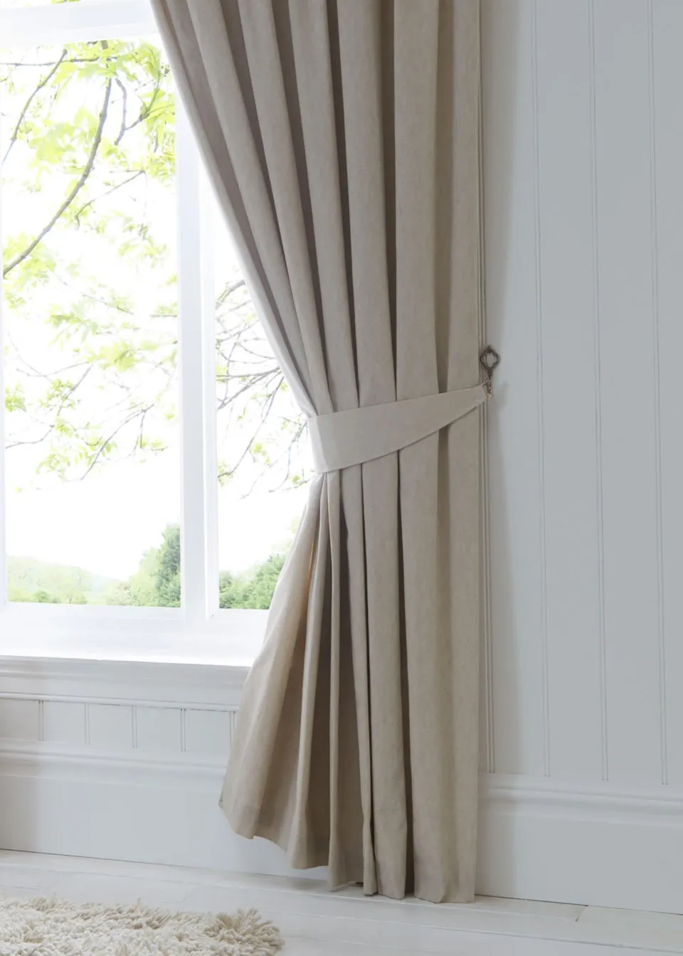 Fusion Dijon Blackout Natural Pencil Pleat Curtains