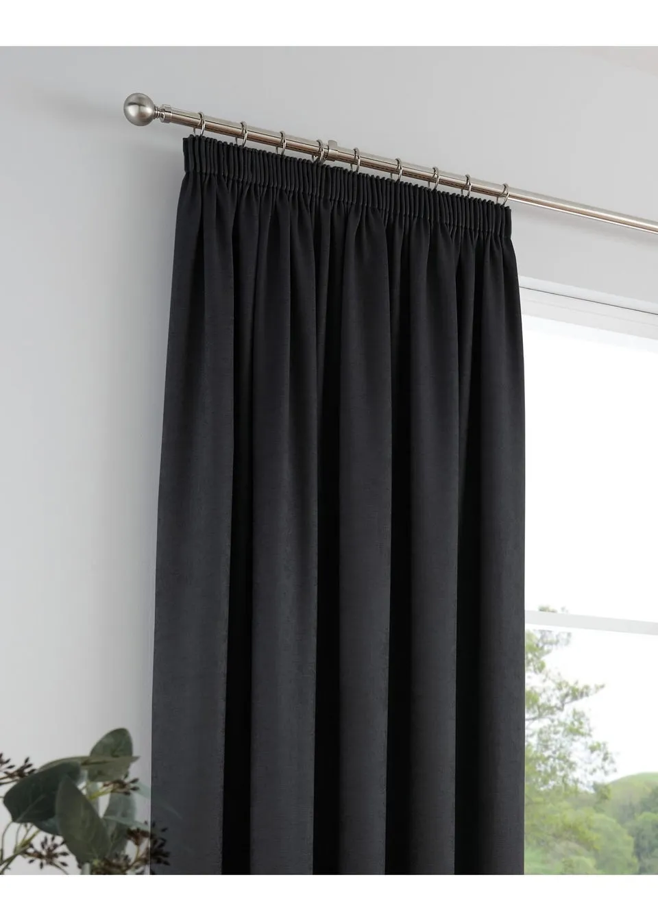 Fusion Galaxy Dimout Black Pencil Pleat Curtains