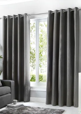 Fusion Sorbonne Grey Eyelet Curtains