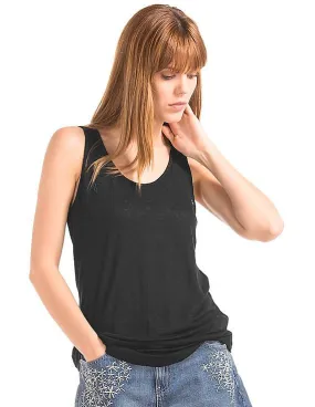 GAP Women Black Linen Scoop Tank