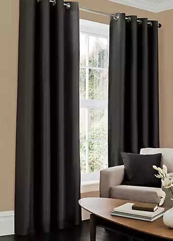 Gaveno Cavailia Faux Silk Plain Eyelet Curtains | Kaleidoscope