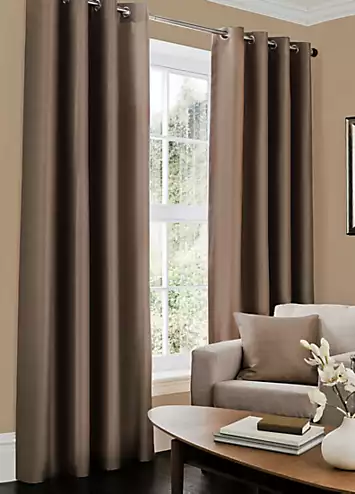 Gaveno Cavailia Faux Silk Plain Eyelet Curtains | Kaleidoscope