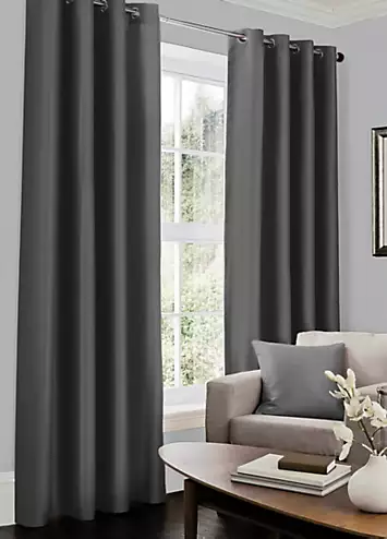 Gaveno Cavailia Faux Silk Plain Eyelet Curtains | Kaleidoscope