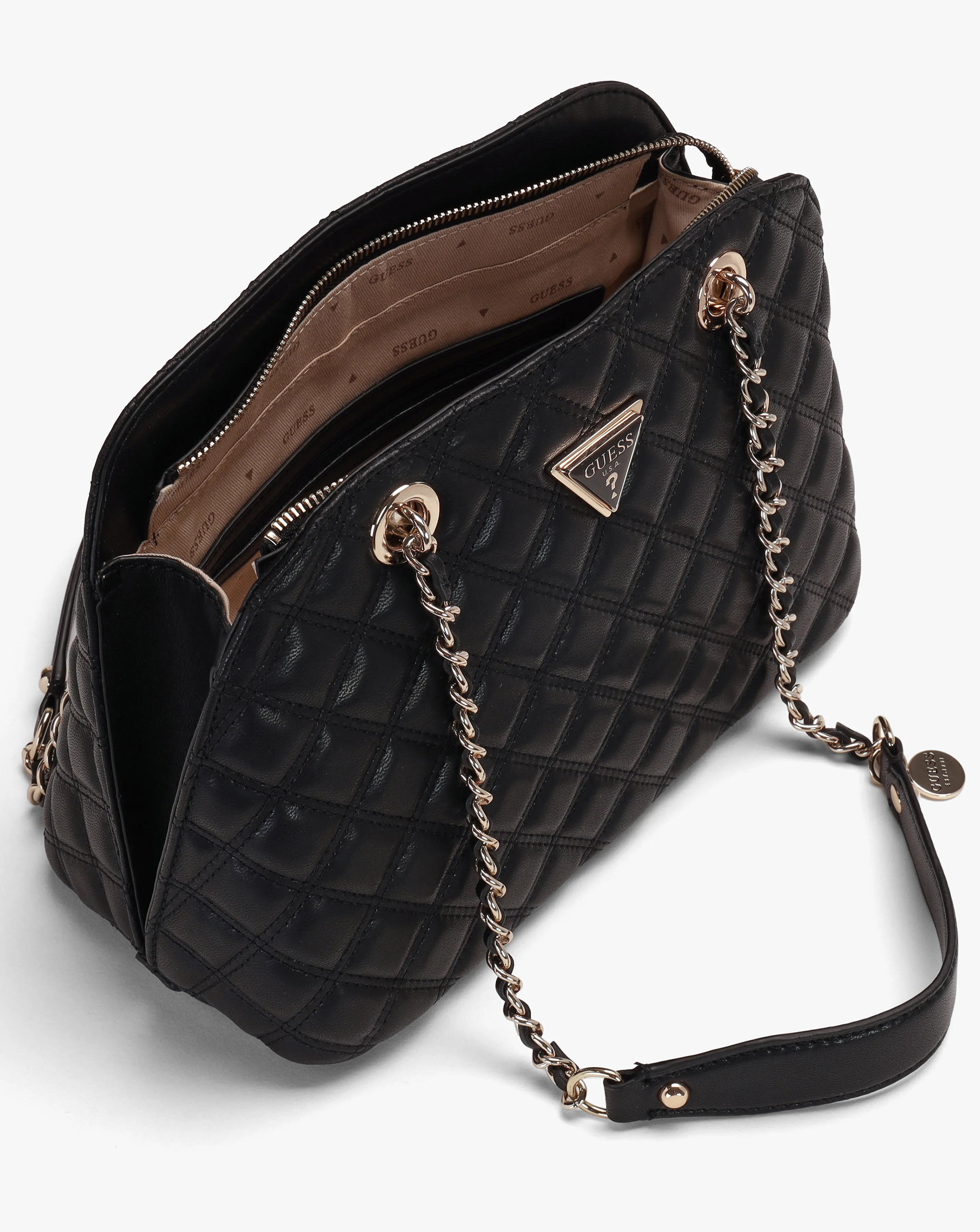 Guess Dome Black Quilted Shoulder Bag