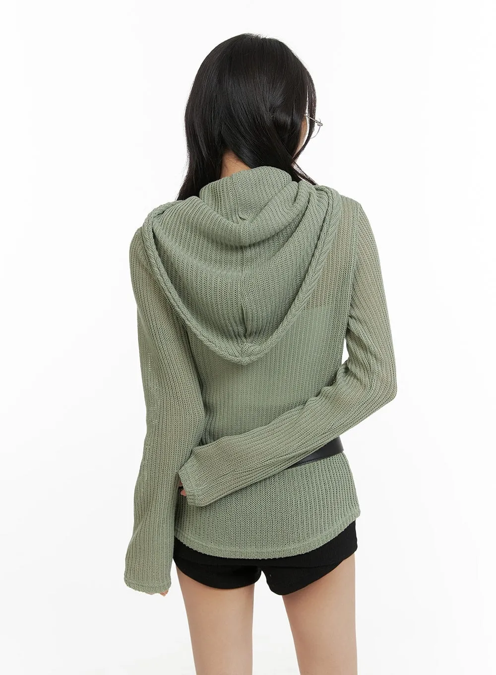 High Neck Hooded Pullover CM426