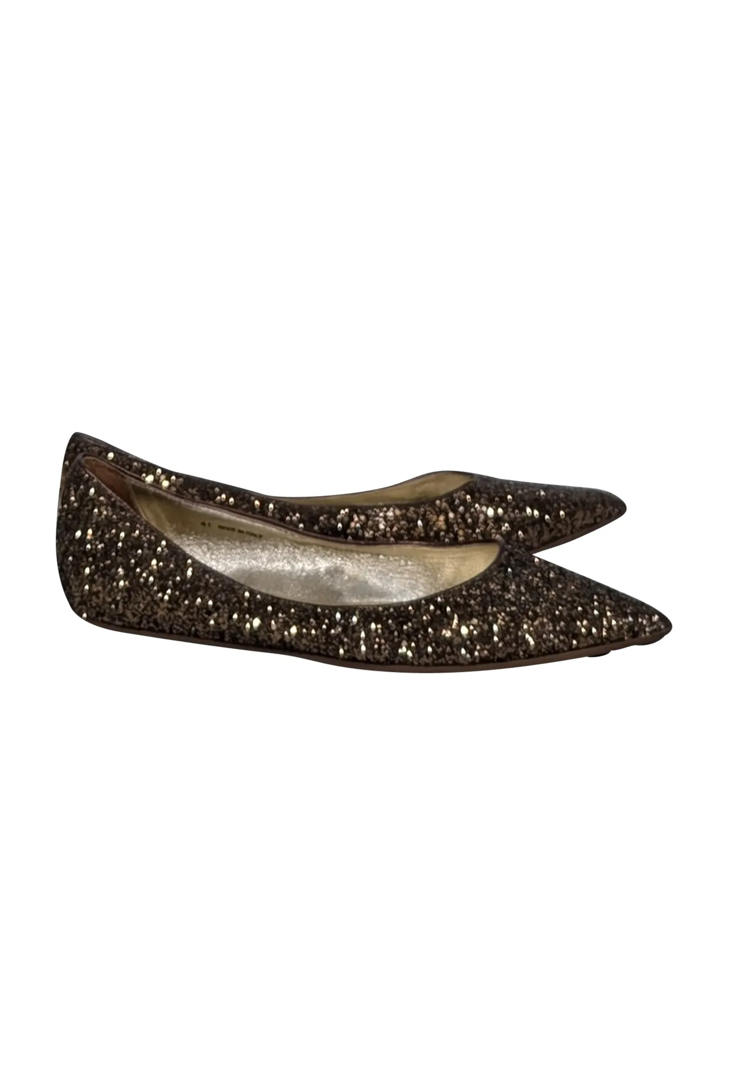 Jimmy Choo - Bronze Chunky Glitter Pointed Toe Flats Sz 11