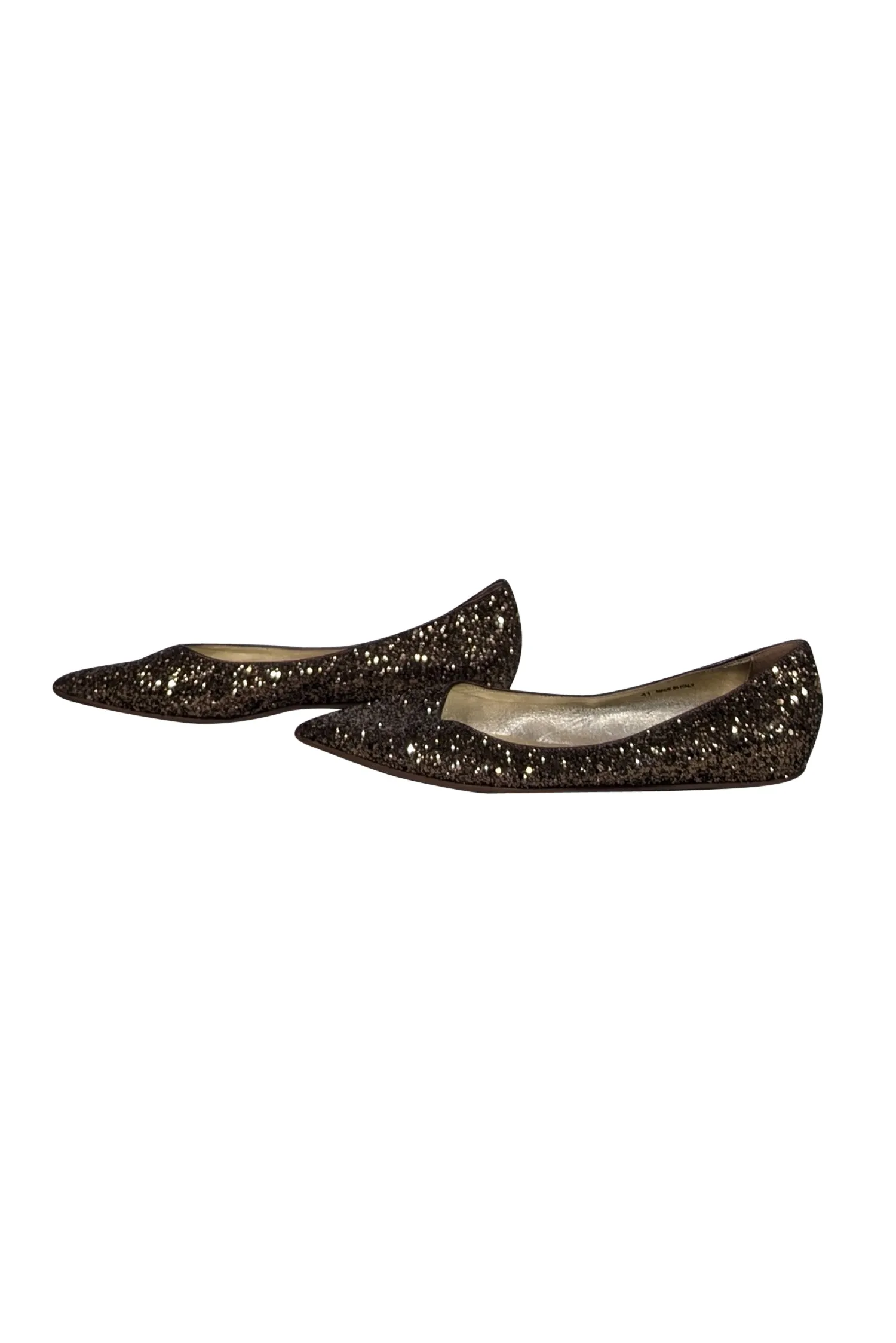 Jimmy Choo - Bronze Chunky Glitter Pointed Toe Flats Sz 11