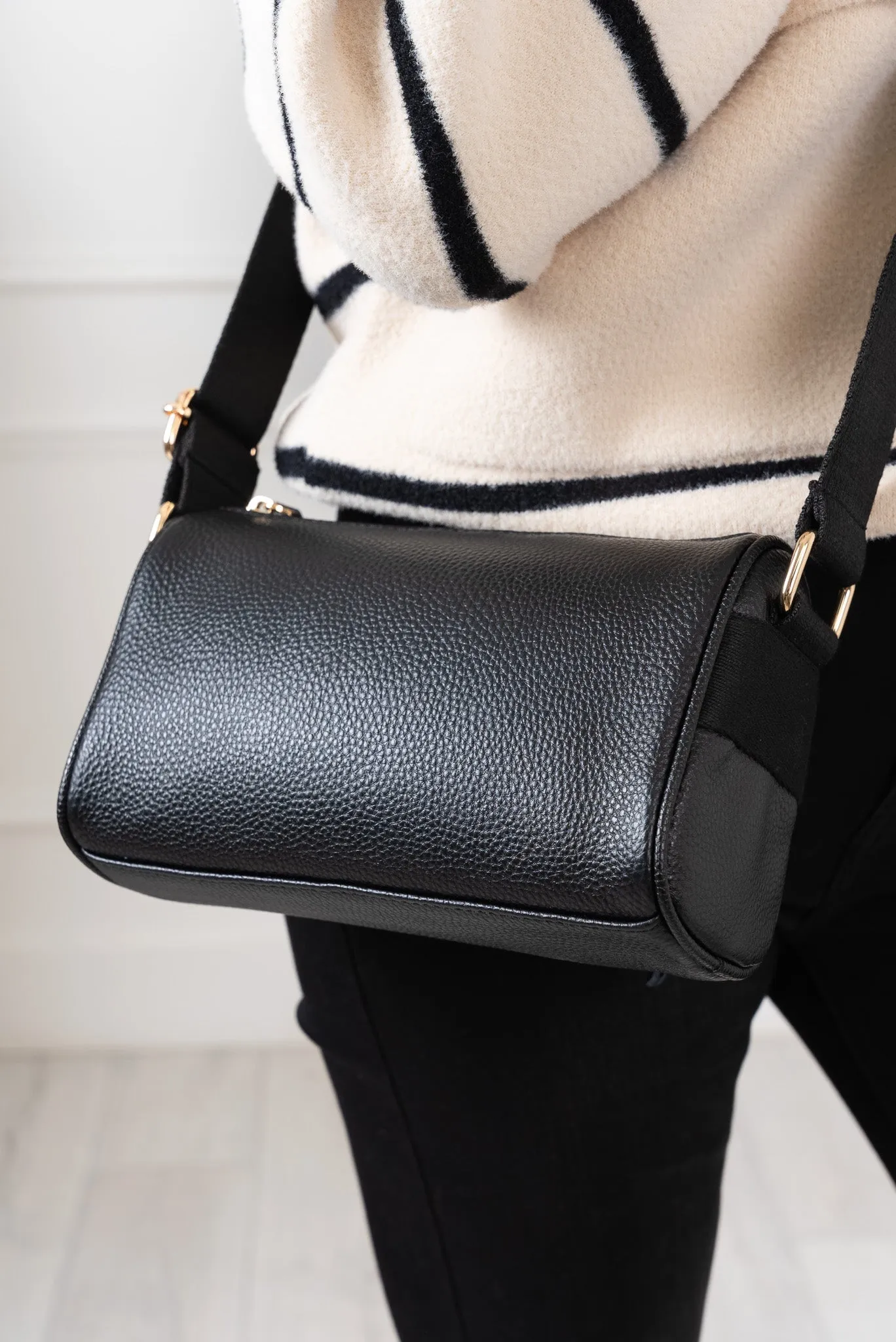 Leather Crossbody in Black