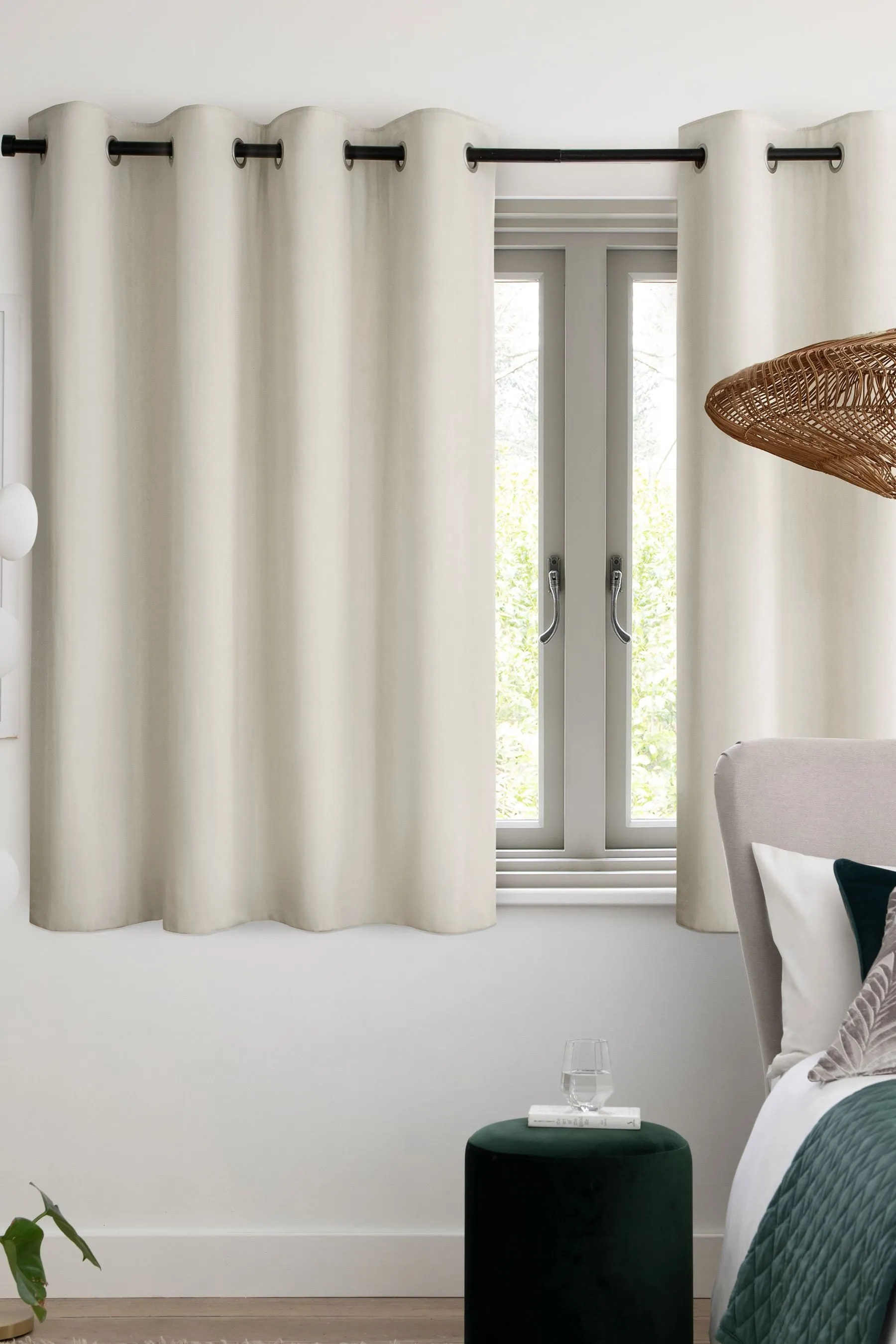 Light Natural Cotton Blackout/Thermal Eyelet Curtains