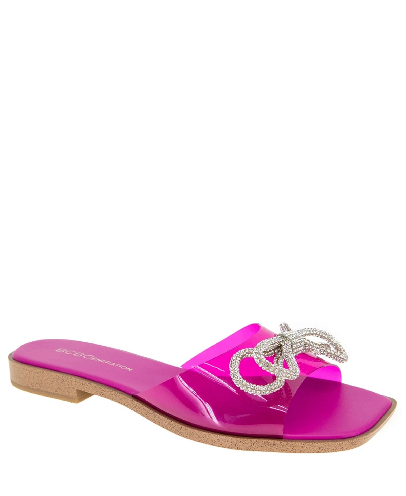 Macy's BCBGeneration Women's Laffi Rhinestone Bow Slide Sandals