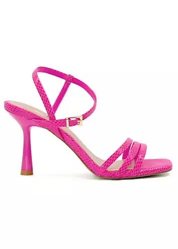 Magnum Pink Reptile Barely There Heeled Sandals by Dune London | Look Again