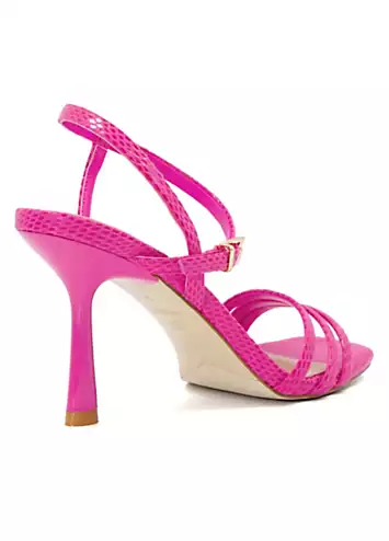 Magnum Pink Reptile Barely There Heeled Sandals by Dune London | Look Again