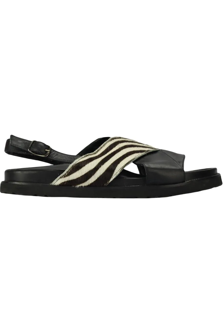 MARINA RINALDI CALF HAIR AND LEATHER SANDALS EU 39 UK 6 US 9