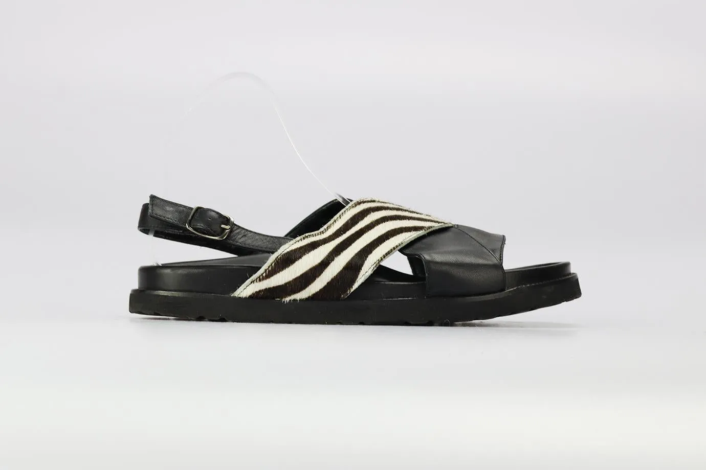 MARINA RINALDI CALF HAIR AND LEATHER SANDALS EU 39 UK 6 US 9