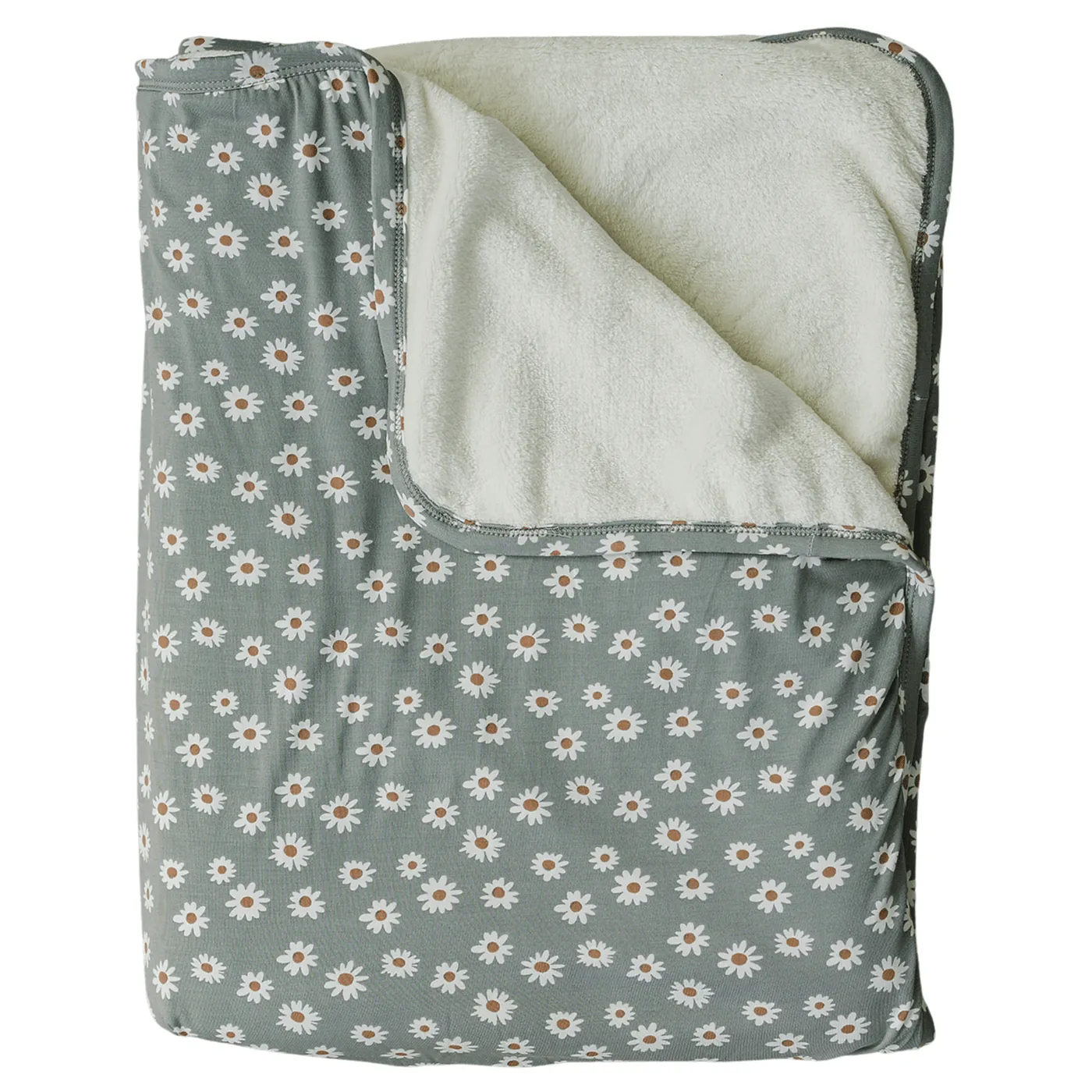 Mebie Baby Light Green Daisy Bamboo Fleece Quilt *